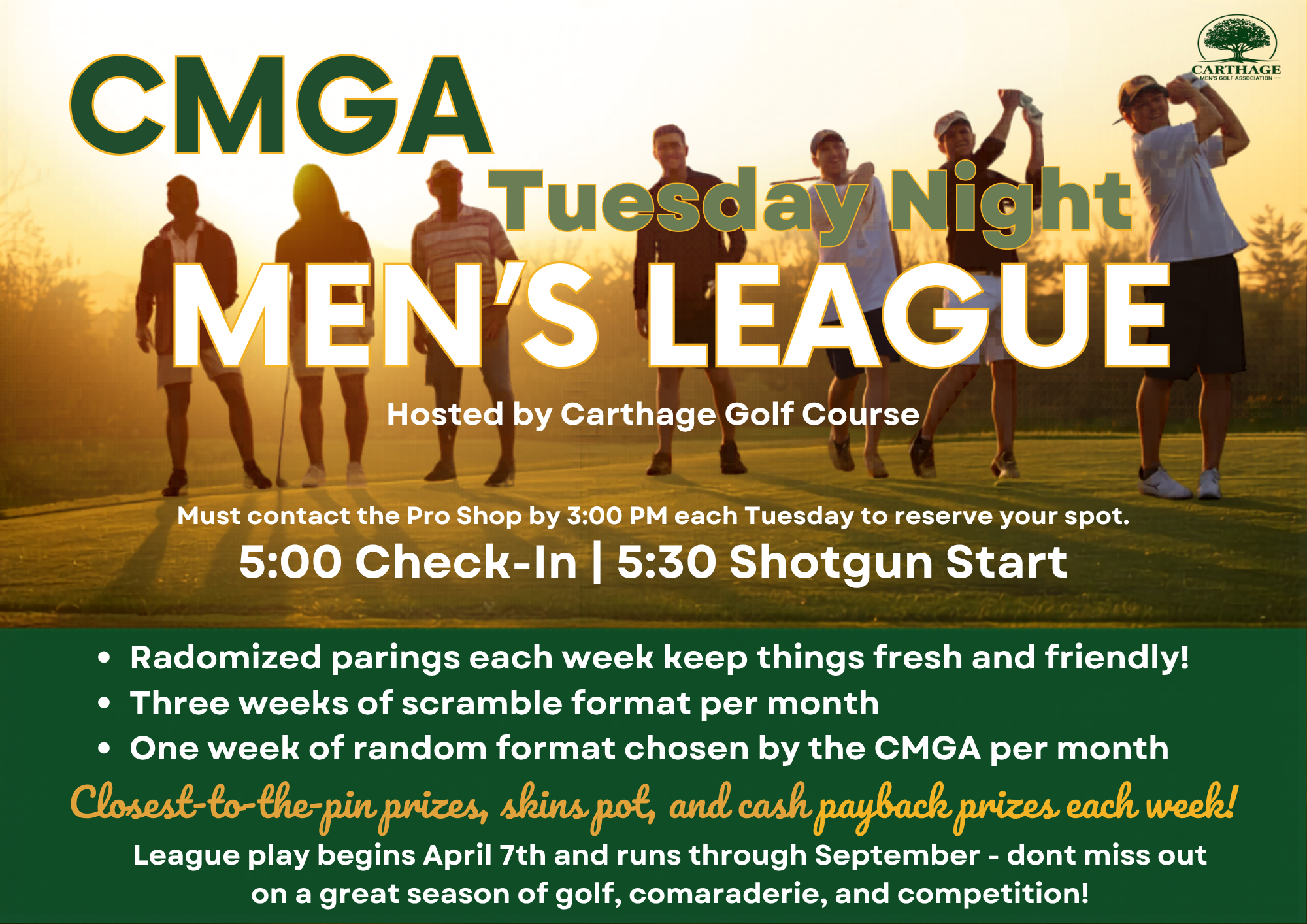 CMGA Tuesday Night Men's League Banner